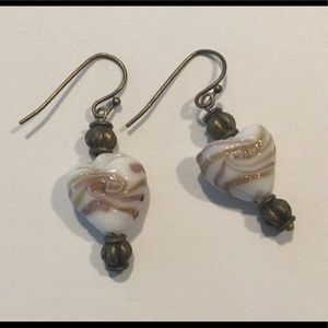 Heart ceramic drop earrings